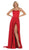 May Queen - MQ1642 Halter Neck Tie String Back A-Line Satin Gown Prom Dresses 2 / Red