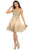 May Queen - MQ1650 Strapless Scallop Neckline Embellished Short Dress Homecoming Dresses 2 / Champagne/Gold