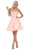 May Queen - MQ1658 Lace Applique Illusion Scoop Neck Cocktail Dress Cocktail Dresses 2 / Blush
