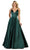 May Queen - MQ1664 V-Neck A-Line Evening Gown Bridesmaid Dresses 4 / Hunter-Green