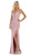 May Queen - MQ1666 Draping Surplice Bodice High Slit Gown Bridesmaid Dresses 4 / Dusty Rose
