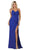 May Queen - MQ1666 Draping Surplice Bodice High Slit Gown Bridesmaid Dresses 4 / Royal