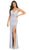 May Queen - MQ1666 Draping Surplice Bodice High Slit Gown Bridesmaid Dresses 4 / Silver