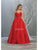 May Queen - MQ1678 Spaghetti Straps Corset Back Long Satin Gown Bridesmaid Dresses 2 / Red