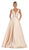 May Queen - MQ1683 Illusion Plunging Neck Sleeveless Satin A-Line Gown Bridesmaid Dresses 4 / Champagne