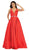 May Queen - MQ1683 Illusion Plunging Neck Sleeveless Satin A-Line Gown Bridesmaid Dresses 4 / Red