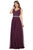 May Queen - MQ1701 Embroidered Plunging V-neck A-line Gown Evening Dresses 4 / Burgundy
