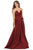 May Queen - MQ1710 Strapless Plunging V-Neck A-Line Dress Prom Dresses 4 / Burg/Multi