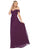 May Queen - MQ1711 Draped Off Shoulder Chiffon A-Line gown Bridesmaid Dresses 4 / Eggplant