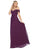 May Queen - MQ1711B Off Shoulder Chiffon A-Line Dress Bridesmaid Dresses 22 / Eggplant