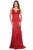 May Queen - MQ1713 Double Strapped Plunging Back Evening Dress Evening Dresses 2 / Burgundy
