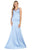 May Queen - MQ1713 Double Strapped Plunging Back Evening Dress Evening Dresses 2 / Perry Blue