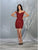 May Queen - MQ1715 Short Off Shoulder Lace Appliqued Dress Party Dresses 4 / Burgundy