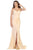 May Queen - MQ1718 Strapless Sweetheart Draping High Slit Dress Evening Dresses 4 / Champagne