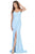 May Queen - MQ1718 Strapless Sweetheart Draping High Slit Dress Evening Dresses 4 / Perry Blue