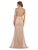 May Queen - MQ1722 Cap Sleeve Illusion Glitter Motif Sheath Dress Evening Dresses