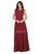 May Queen - MQ1725 Lace Bodice Chiffon A-Line Long Formal Dress Mother of the Bride Dresses 4 / Burgundy