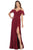 May Queen - MQ1732 Flounced Cold Shoulder Formal Chiffon Dress Formal Gowns 4 / Burgundy