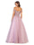 May Queen - MQ1734 Illusion Plunged Appliqued Off Shoulder Dress Prom Dresses