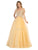 May Queen - MQ1734 Illusion Plunged Appliqued Off Shoulder Dress Prom Dresses 4 / Champagne