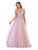 May Queen - MQ1734 Illusion Plunged Appliqued Off Shoulder Dress Prom Dresses 4 / Mauve