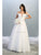 May Queen - MQ1734 Illusion Plunged Appliqued Off Shoulder Dress Prom Dresses 4 / White