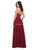 May Queen - MQ1750 Embroidered Plunging V-neck A-line Dress Prom Dresses