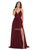 May Queen - MQ1755 Ruched Deep V-neck A-line Dress Prom Dresses 4 / Burgundy