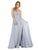 May Queen - MQ1755 Ruched Deep V-neck A-line Dress Prom Dresses 4 / Dusty-Blue