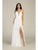 May Queen - MQ1755 Ruched Deep V-neck A-line Dress Prom Dresses 4 / Ivory