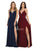 May Queen - MQ1755 Ruched Deep V-neck A-line Dress Prom Dresses 4 / Navy