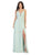 May Queen - MQ1755 Ruched Deep V-neck A-line Dress Prom Dresses 4 / Sage