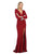 May Queen - MQ1761 Plunging V-Neck Long Sleeves Dress with Slit Evening Dresses