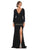 May Queen - MQ1761 Plunging V-Neck Long Sleeves Dress with Slit Evening Dresses