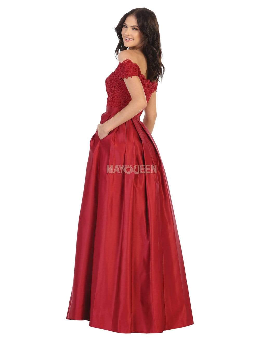 May Queen MQ1762 Scalloped Lace Bodice ALine Dress Couture Candy