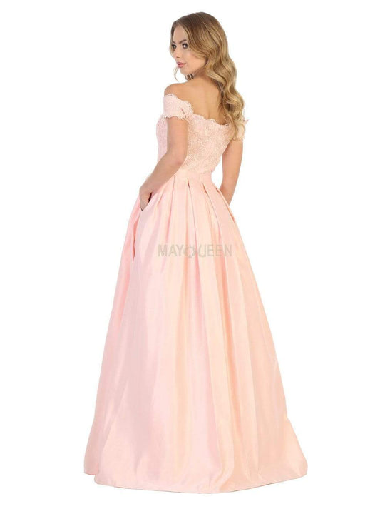 May Queen - MQ1762 Scalloped Lace Bodice A-Line Dress