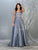 May Queen - MQ1771 Glitter Embellished Plunging Sweetheart Dress Prom Dresses 4 / Dusty-Blue