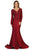 May Queen - MQ1772 Beaded Appliqued Plunging Bodice Trumpet Gown Mother of the Bride Dresses 6 / Burgundy