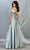 May Queen - MQ1781 Surplice Off Shoulder High Slit Metallic Dress Prom Dresses
