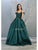May Queen - MQ1784 Jewel-Trimmed Off Shoulder A-Line Dress Prom Dresses 4 / Hunter Green
