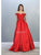 May Queen - MQ1784 Jewel-Trimmed Off Shoulder A-Line Dress Prom Dresses 4 / Red
