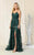May Queen - MQ1787 Embellished V-neck A-line Gown With Slit Evening Dresses 2 / Huntergreen