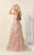 May Queen - MQ1787 Embellished V-neck A-line Gown With Slit Evening Dresses