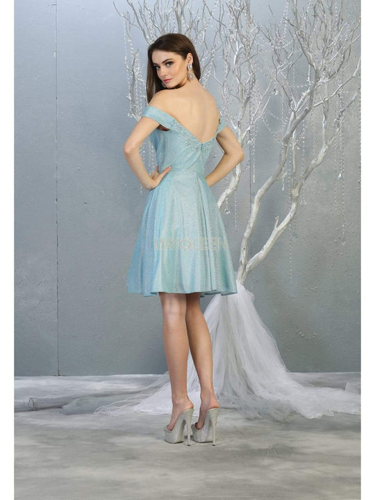 May Queen - MQ1788 Embroidered Off-Shoulder A-line Dress