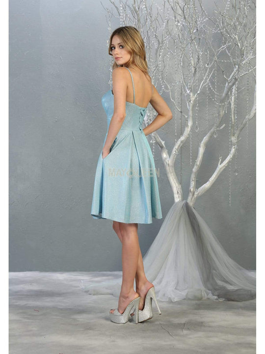 May Queen - MQ1791 Short Sweetheart Bodice Glitter A-Line Dress