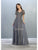 May Queen - MQ1794 Appliqued Short Sleeve Bodice Glitter Long Dress Evening Dresses M / Charcoal Gray