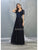 May Queen - MQ1794 Appliqued Short Sleeve Bodice Glitter Long Dress Evening Dresses M / Navy