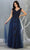 May Queen - MQ1799 Embroidered V-neck A-line Dress Evening Dresses 4 / Royal