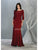 May Queen - MQ1810 Sheer Quarter Sleeve Appliqued Trumpet Dress Evening Dresses M / Burgundy