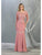 May Queen - MQ1810 Sheer Quarter Sleeve Appliqued Trumpet Dress Evening Dresses M / Mauve